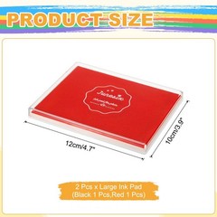 2Pcs Large Black and Red Stamp Ink Pad, Washable Craft Stamps Inkpad