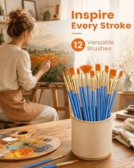 Paint Brushes Set, 6 Pack 72 Pcs Round Pointed Tip Artist Paintbrushes 72P Blue