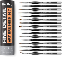 Miniature Paint Brushes Fine Detail Brush Set 16 Piece Acrylic Watercolor Model