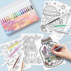 18 Color Glitter Gel Pens Retractable Sparkle Pens for Coloring Journal DIY