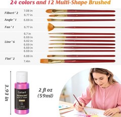 Art Supplies: 24 Iridescent Paint Colors & Brushes for Creative Projects