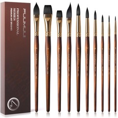 Watercolor Brushes Professional, 10Pcs Synthetic Squirrel Hair Water Color Pa…