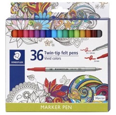 Staedtler Twin-tip Felt Marker Pens – Vivid Colors – 36ct – Brand New