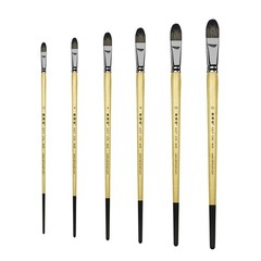 XDT#6386 Filbert Artist Paint Brush 6 Piece Set Black Hog Bristle #2#4#6#8#10#12