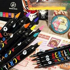 120 Color Acrylic Paint Markers Dual Tip Brush Fine Pens Art Set