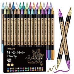 Metallic Marker Pen 30 Color Dual Tip Acrylic Paint Black Paper Craft Scrapbook