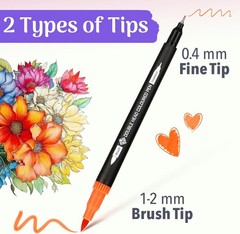 72 Dual Tip Markers Set No-Bleed Art Watercolor Pens with Case for Adults