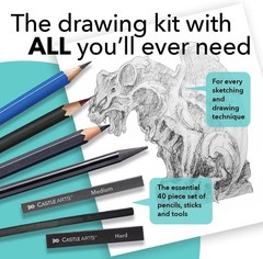 40 Piece Drawing Set with Tutorial for All Artists – Portable Case