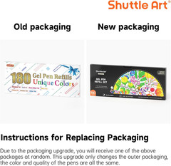 Gel Pen Refills, 180 Colors (No Duplicates) Gel Pen Refills, 7 Color Types for K