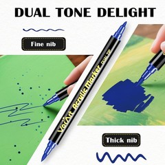 120 Colors Acrylic Paint Markers – Dual Tip Brush & Fine Pens for Rock, Canvas,