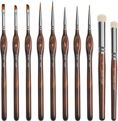 Detail Paint Brushes Dry Brushes, Golden Maple 10PC Flat 10PC, Bronze