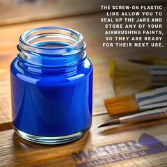 10 Glass 3/4oz 22cc Bottles Jars Side-Feed Mount Airbrush Lid Assembly Adapter