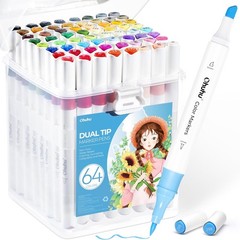 Alcohol Markers 64 Colors Ohuhu Dual Tip Brush Chisel