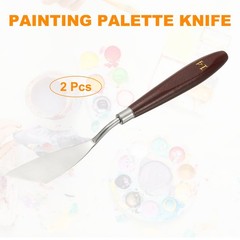 2pcs Painting Palette Knife 2.76 x 0.91 Inch Stainless Steel with Wood Handle