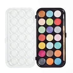 Watercolor Pan Set, Pearlescent Colors, 21 Unique Shades & Paint Brush