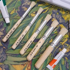 Stencil Brushes Set, 5 Pcs Natural Bristle Wooden Handle Template Brushes for