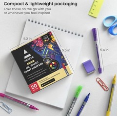 Oil Based Paint Markers, 20-Pack, 18 Unique Colors, 1.3 Mm Line, Small Barrel, P