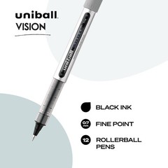 uni-ball(R) Vision(TM) Rollerball Pens, 0.7 mm, 12 Count (Pack of 1), Black