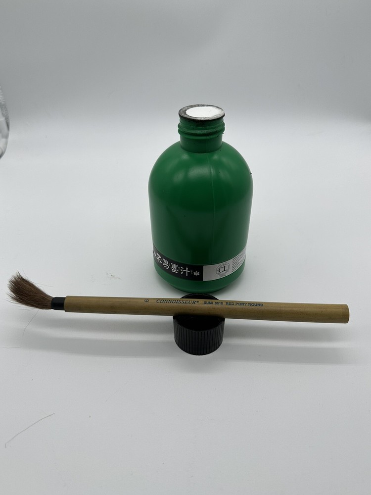 Yasutomo Black Sumi Ink (Bokuju) 12 oz & 8610 Connoisseur Brush Pen Holder KF12