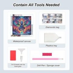 Dragon Diamond Art Kits for Adults – Round Diamond Dots Painting Kit, 5D Full