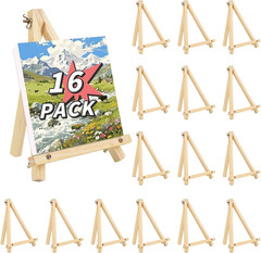 16 Pack 9 Inch Easel for Painting, Wooden Easel Stand Canvas Stand for Sign Tabl