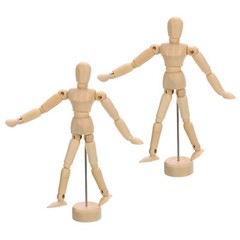 2Pcs 5.5″ Wooden Mannequin Figure, Artist Drawing Manikin Model Flexible