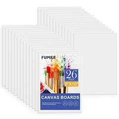 FUMILE Canvas Boards for Painting 8×10, 26 Pack Canvases Primed 8x10in, White