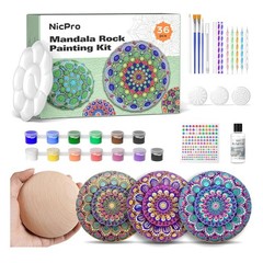 Mandala Rock Painting Kit, Dot Arts and Crafts for Adults, Mandala Dotting To…