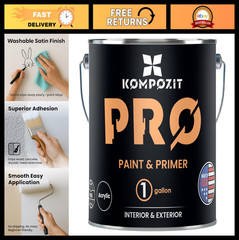 Satin White 1 Gallon Acrylic Paint & Primer – High Durability, Scratch-Resistant