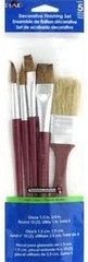 Decorative Paint Brush Set 5 Piece Large Wood Handle Flagged Bristle Multicolor