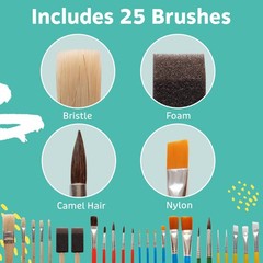 Artlicious Foam Brushes Wood Handle Paint Brush Set – Use with Craft, Waterco…