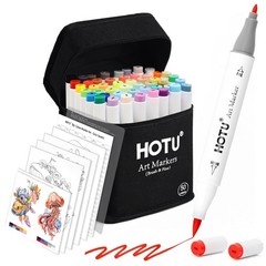 Alcohol Markers Brush Tip and Fine Tip – 50 Colors Dual Tip Art Marker Set fo…
