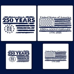 USA 250 Years Stencils (4-Pack) – Large & Small Sizes for 1×12 Porch Signs & …