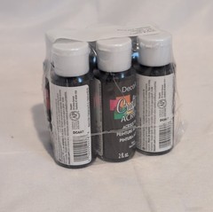 Lot Of 6 DecoArt Acrylic Paint Black 59ml Matte Water-Based Non-Tox Craft Paint