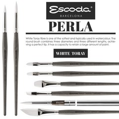 10 Perla Series 1430 Short Handle Round Artist Watercolor Brush White Toray
