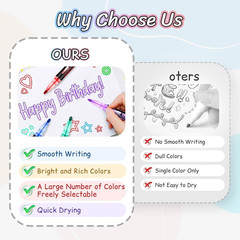Marker Pen for Highlight,Dual-Line Highlighter Outline Marker Set, Metallic Pain
