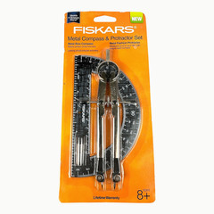 Fiskars Metal Compass & Protractor Set Metal Bow Compass Metal Fashion Compass