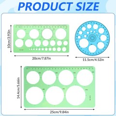 Matwsec 3 Pcs Circle Template, Plastic Stencil for Green and Blue