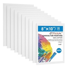 GOTIDEAL Canvas Boards, 8×10 inch Set of 10,Gesso Primed White 8″x10″, white