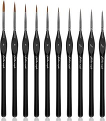 Golden Maple Detail Paint Brushes Set 10pcs Miniature nail art brush, Black