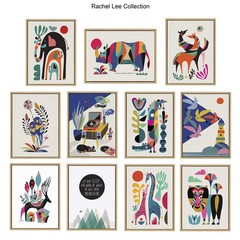 Kate and Laurel Sylvie Three Elephants Framed Canvas Wall Art by Rachel Lee o…