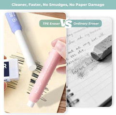 6 Pack Rotary Retractable Erasers, Soft TPE Rubber Twist Large Pencil Erasers in