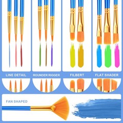 Paint Brushes Set,1pack/12pcs Nylon Hair Round-Pointed Tip Acrylic Paint Brus…