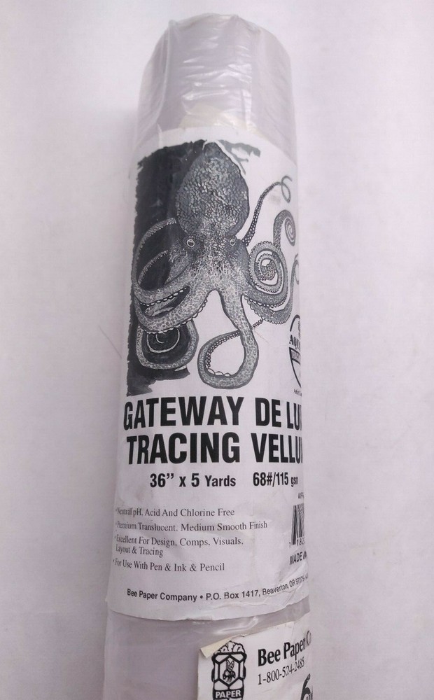 Aquabee #441 Gateway Deluxe Tracing Vellum Roll – 36″ x 5 yd