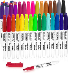 Shuttle Art 30 Colors Permanent Markers, Fine Point, Assorted Colors, Works on P