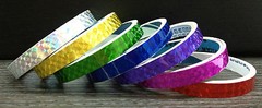 7 SET Gold Red Green Blue Silver Pink Purple Holographic Coloured Prism TAPE