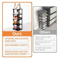 5 Tiers Vertical Shoe Rack, Narrow Free Standing Shoe Storage Organizer for E…