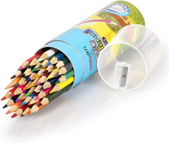 Deli 36 Pack Colored Pencils with Built-In Sharpener in Tube Cap, Vibrant Color