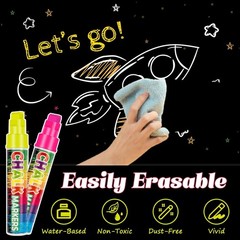 8 Colors 10Mm Liquid Chalk Markers, 2-In-1 Nib Washable Jumbo Chalk Markers for