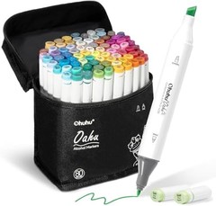 Ohuhu Marker Pens 80 Colors 81 Pens Thick and Fine Ends Illustration Markers